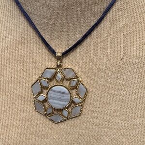Gold and Silver Geometric Pendant Necklace